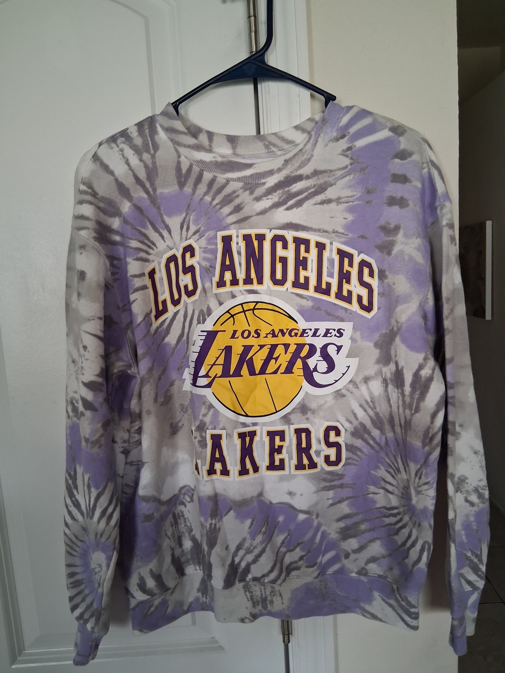 Los Angeles Lakers Tie-Dye Crewneck Sweatshirt - Purple/Gray